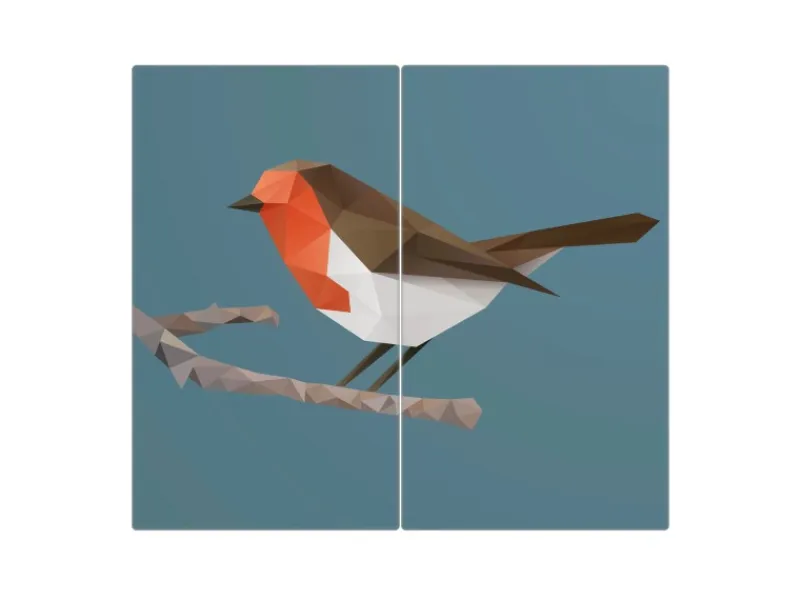 Banjado Herde|Kochfelder<Herdabdeckplatte Glas 2 Teilig Je 30x52CM Schneidebrett Herdabdeckung Mit Motiv Abstrakter Vogel