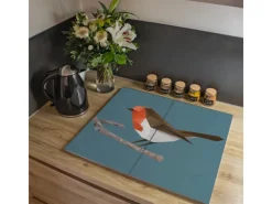 Banjado Herde|Kochfelder<Herdabdeckplatte Glas 2 Teilig Je 30x52CM Schneidebrett Herdabdeckung Mit Motiv Abstrakter Vogel