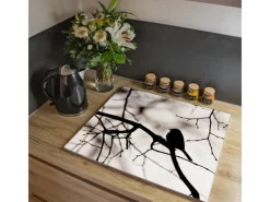 Banjado Schneidebretter|Herdabdeckungen<Herdabdeckplatte Glas 1 Teilig 60x52CM Schneidebrett Herdabdeckung Mit Motiv Früher Vogel