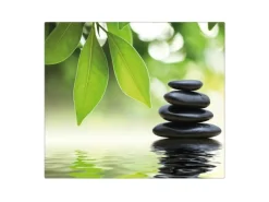 Hot Banjado Herdabdeckplatte Glas 1 Teilig 60x52CM Schneidebrett Herdabdeckung Mit Motiv Steine&Relax