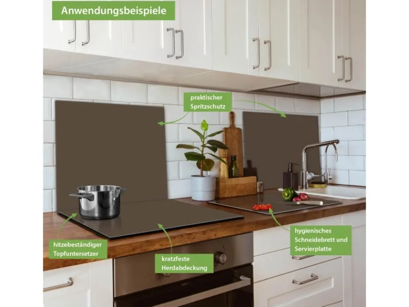 Banjado Herdabdeckplatte Glas 1 Teilig 60x52CM Schneidebrett Herdabdeckung Mit Motiv Schokobraun< Herdabdeckungen|Herde