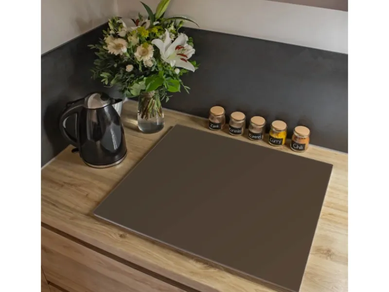Banjado Herdabdeckplatte Glas 1 Teilig 60x52CM Schneidebrett Herdabdeckung Mit Motiv Schokobraun< Herdabdeckungen|Herde