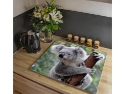 Banjado Herdabdeckplatte Glas 2 Teilig Je 30x52CM Schneidebrett Herdabdeckung Mit Motiv Koala< Schneidebretter|Herdabdeckungen
