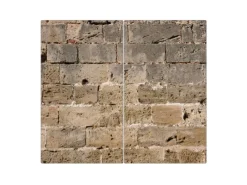 Hot Banjado Herdabdeckplatte Glas 2 Teilig Je 30x52CM Schneidebrett Herdabdeckung Mit Motiv Steinwand Antik