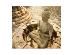 Banjado Schneidebretter|Herdabdeckungen<Herdabdeckplatte Glas 1 Teilig 60x52CM Schneidebrett Herdabdeckung Mit Motiv Sitzender Buddha