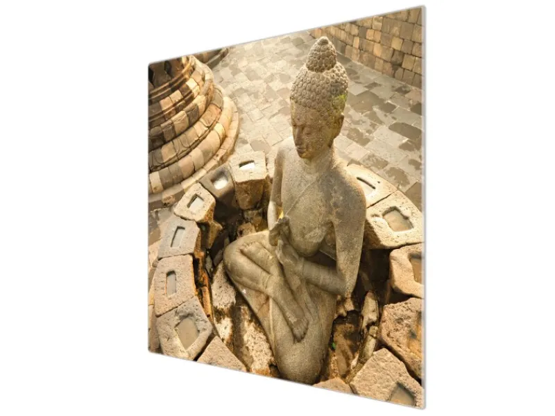 Banjado Schneidebretter|Herdabdeckungen<Herdabdeckplatte Glas 1 Teilig 60x52CM Schneidebrett Herdabdeckung Mit Motiv Sitzender Buddha