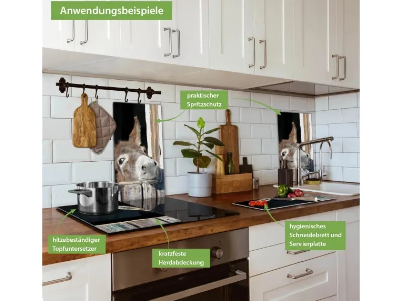 Discount Banjado Herdabdeckplatte Glas 2 Teilig Je 30x52CM Schneidebrett Herdabdeckung Mit Motiv Nicki