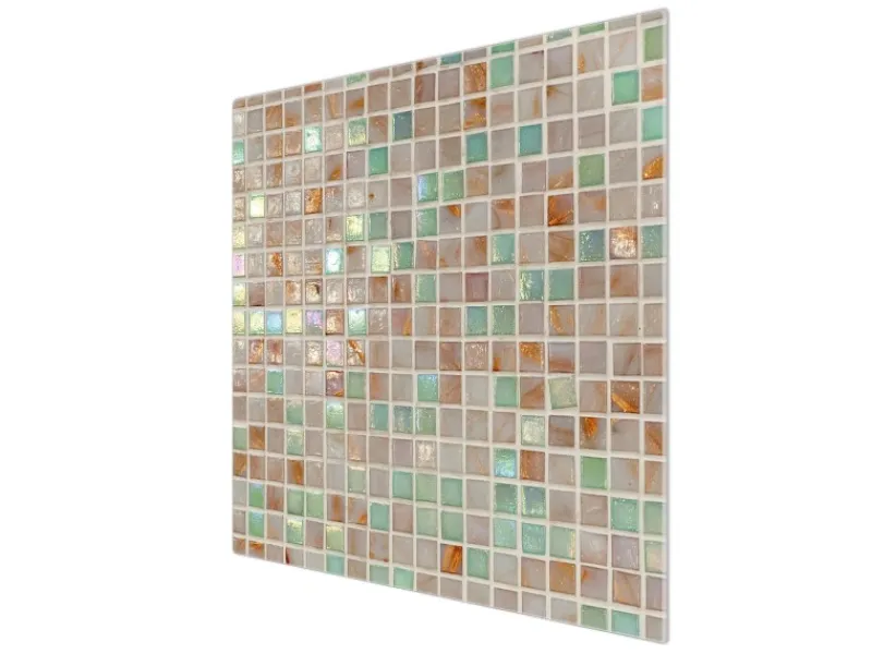 Banjado Herdabdeckplatte Glas 1 Teilig 60x52CM Schneidebrett Herdabdeckung Mit Motiv Grüne Fliesen