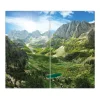 Banjado Herdabdeckplatte Glas 2 Teilig Je 30x52CM Schneidebrett Herdabdeckung Mit Motiv Bergsee Alpen< Herdabdeckungen|Herde