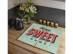 Best Banjado Herdabdeckplatte Glas 2 Teilig Je 30x52CM Schneidebrett Herdabdeckung Mit Motiv Home Sweet Home