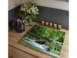 Banjado Herdabdeckplatte Glas 2 Teilig Je 30x52CM Schneidebrett Herdabdeckung Mit Motiv Rauschender Bach< Schneidebretter|Herdabdeckungen
