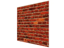 Banjado Herdabdeckplatte Glas 1 Teilig 60x52CM Schneidebrett Herdabdeckung Mit Motiv Ziegelwand