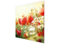 Banjado Herdabdeckplatte Glas 1 Teilig 60x52CM Schneidebrett Herdabdeckung Mit Motiv Kamille Und Mohn< Herdabdeckungen|Kochfelder