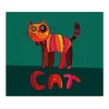 Hot Banjado Herdabdeckplatte Glas 1 Teilig 60x52CM Schneidebrett Herdabdeckung Mit Motiv Orange Katze