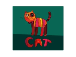 Hot Banjado Herdabdeckplatte Glas 1 Teilig 60x52CM Schneidebrett Herdabdeckung Mit Motiv Orange Katze