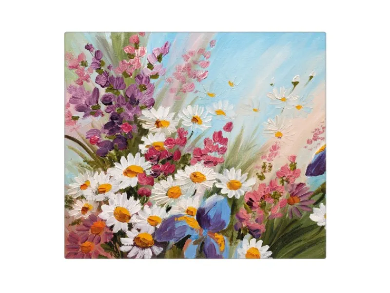 Banjado Herdabdeckplatte Glas 1 Teilig 60x52CM Schneidebrett Herdabdeckung Mit Motiv Sommerstrauss< Schneidebretter|Herdabdeckungen