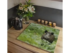 Discount Banjado Herdabdeckplatte Glas 1 Teilig 60x52CM Schneidebrett Herdabdeckung Mit Motiv Wildschwein