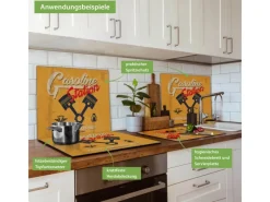 New Banjado Herdabdeckplatte Glas 1 Teilig 60x52CM Schneidebrett Herdabdeckung Mit Motiv Gasoline Station