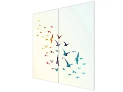 Best Banjado Herdabdeckplatte Glas 2 Teilig Je 30x52CM Schneidebrett Herdabdeckung Mit Motiv Fliegende Vögel