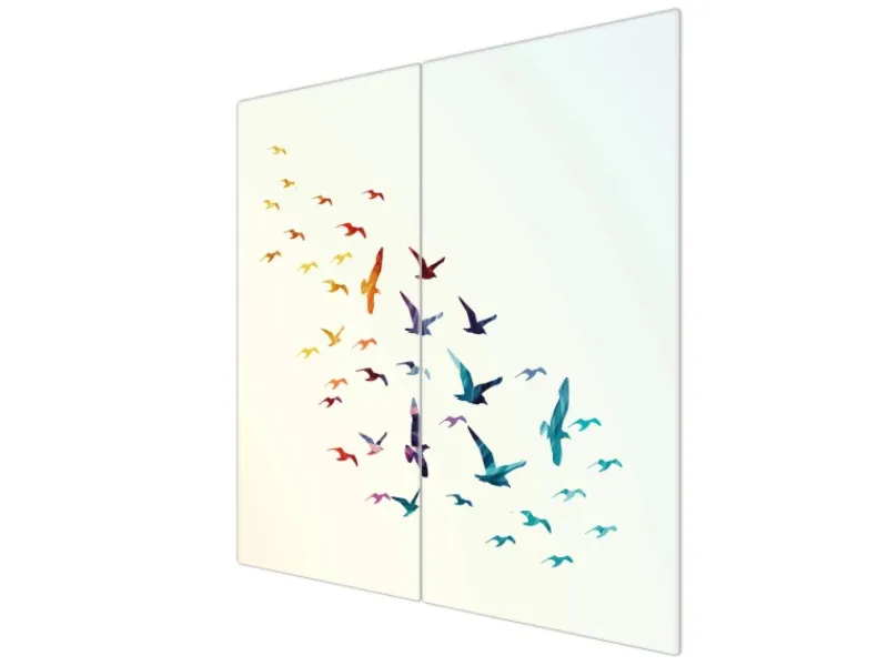 Best Banjado Herdabdeckplatte Glas 2 Teilig Je 30x52CM Schneidebrett Herdabdeckung Mit Motiv Fliegende Vögel