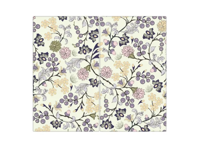 Banjado Herdabdeckplatte Glas 2 Teilig Je 30x52CM Schneidebrett Herdabdeckung Mit Motiv Florale Tapete< Herde|Kochfelder