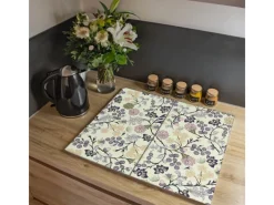 Banjado Herdabdeckplatte Glas 2 Teilig Je 30x52CM Schneidebrett Herdabdeckung Mit Motiv Florale Tapete< Herde|Kochfelder