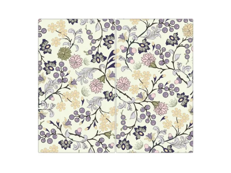 Banjado Herdabdeckplatte Glas 2 Teilig Je 30x52CM Schneidebrett Herdabdeckung Mit Motiv Florale Tapete< Herde|Kochfelder