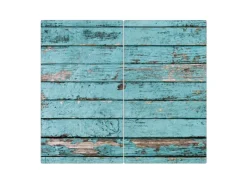 Banjado Schneidebretter|Herde<Herdabdeckplatte Glas 2 Teilig Je 30x52CM Schneidebrett Herdabdeckung Mit Motiv Blaue Holzlatten