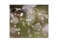 Discount Banjado Herdabdeckplatte Glas 2 Teilig Je 30x52CM Schneidebrett Herdabdeckung Mit Motiv Tau Auf Zweigen