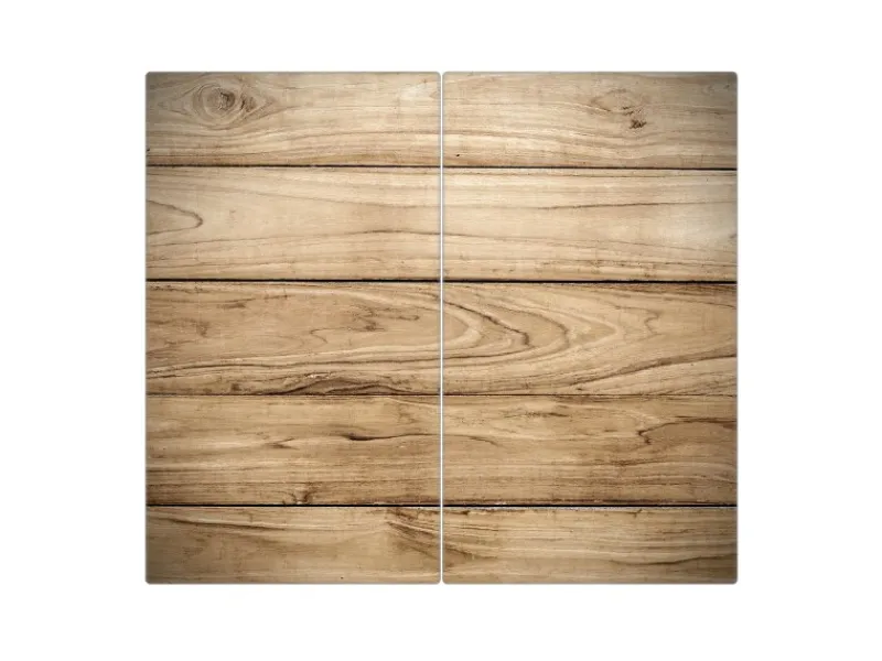 Banjado Herdabdeckplatte Glas 2 Teilig Je 30x52CM Schneidebrett Herdabdeckung Mit Motiv Holzplanken< Herdabdeckungen|Kochfelder