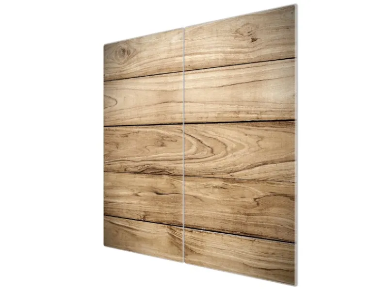 Banjado Herdabdeckplatte Glas 2 Teilig Je 30x52CM Schneidebrett Herdabdeckung Mit Motiv Holzplanken< Herdabdeckungen|Kochfelder