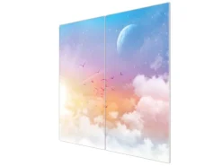Banjado Herdabdeckplatte Glas 2 Teilig Je 30x52CM Schneidebrett Herdabdeckung Mit Motiv Vögel Am Himmel< Schneidebretter|Herdabdeckungen