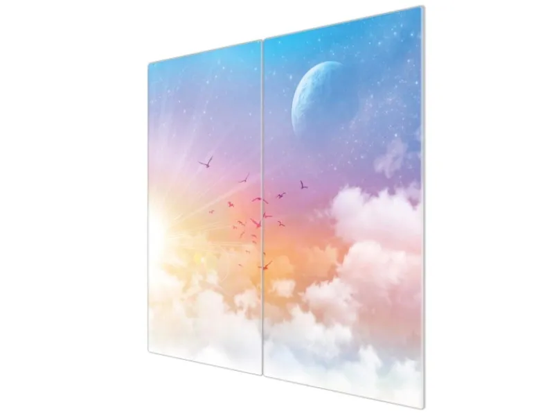 Banjado Herdabdeckplatte Glas 2 Teilig Je 30x52CM Schneidebrett Herdabdeckung Mit Motiv Vögel Am Himmel< Schneidebretter|Herdabdeckungen