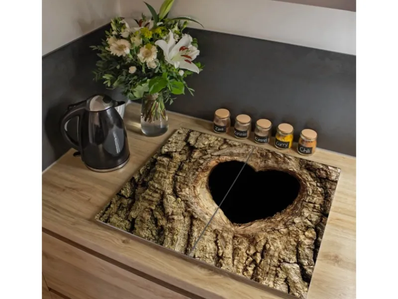 Banjado Herdabdeckplatte Glas 2 Teilig Je 30x52CM Schneidebrett Herdabdeckung Mit Motiv Baumherz< Schneidebretter|Herde