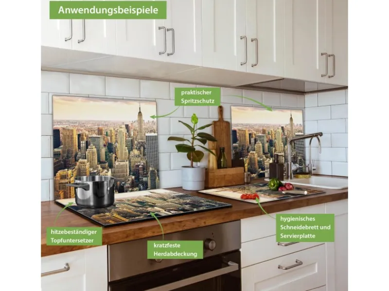 Banjado Herdabdeckplatte Glas 1 Teilig 60x52CM Schneidebrett Herdabdeckung Mit Motiv New York City< Schneidebretter|Herde