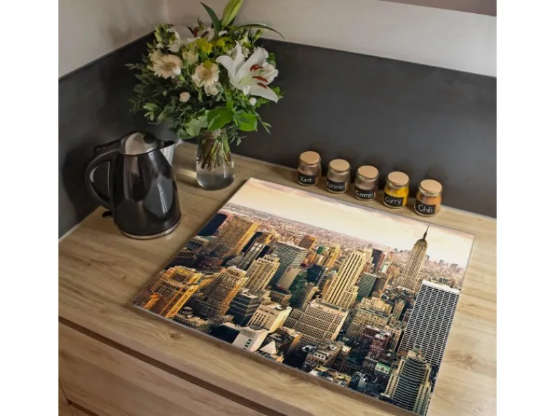 Banjado Herdabdeckplatte Glas 1 Teilig 60x52CM Schneidebrett Herdabdeckung Mit Motiv New York City< Schneidebretter|Herde