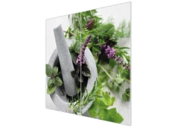Best Banjado Herdabdeckplatte Glas 2 Teilig Je 30x52CM Schneidebrett Herdabdeckung Mit Motiv Kräuter