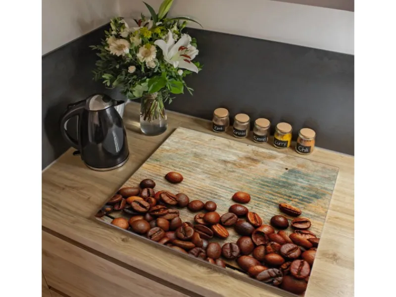 Sale Banjado Herdabdeckplatte Glas 1 Teilig 60x52CM Schneidebrett Herdabdeckung Mit Motiv Kaffeebohnen