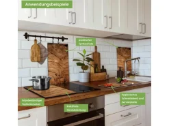 Banjado Schneidebretter|Herdabdeckungen<Herdabdeckplatte Glas 2 Teilig Je 30x52CM Schneidebrett Herdabdeckung Mit Motiv Trockenes Holz