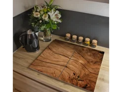 Banjado Schneidebretter|Herdabdeckungen<Herdabdeckplatte Glas 2 Teilig Je 30x52CM Schneidebrett Herdabdeckung Mit Motiv Trockenes Holz