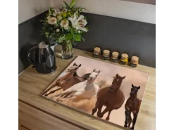 Banjado Schneidebretter|Kochfelder<Herdabdeckplatte Glas 1 Teilig 60x52CM Schneidebrett Herdabdeckung Mit Motiv Mongolische Stimmung