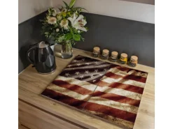 Banjado Herdabdeckplatte Glas 2 Teilig Je 30x52CM Schneidebrett Herdabdeckung Mit Motiv United States< Herde|Kochfelder