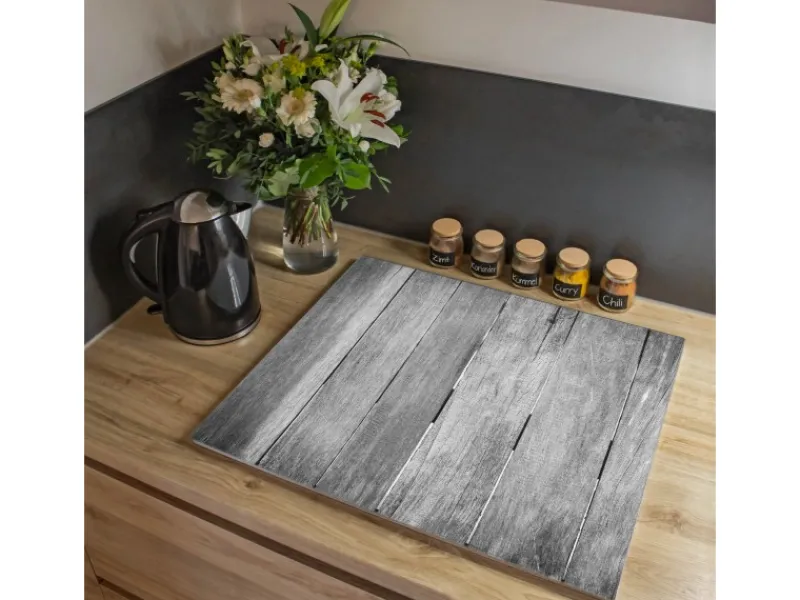 Banjado Herdabdeckplatte Glas 1 Teilig 60x52CM Schneidebrett Herdabdeckung Mit Motiv Holz Monochrom< Herdabdeckungen|Herde
