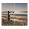 Best Banjado Herdabdeckplatte Glas 2 Teilig Je 30x52CM Schneidebrett Herdabdeckung Mit Motiv Zaun Am Meer