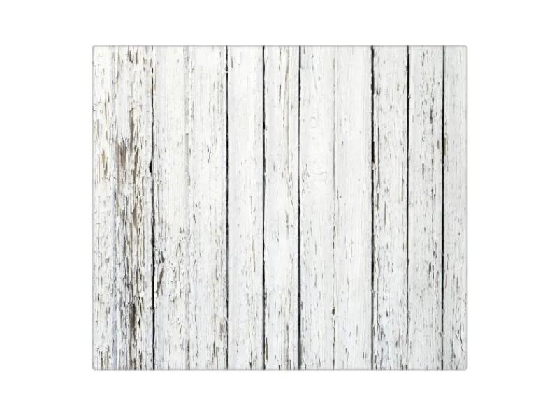 Banjado Herdabdeckungen|Herde<Herdabdeckplatte Glas 1 Teilig 60x52CM Schneidebrett Herdabdeckung Mit Motiv Weißer Bretterzaun