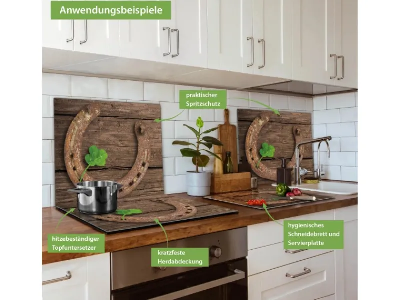 Banjado Herdabdeckplatte Glas 1 Teilig 60x52CM Schneidebrett Herdabdeckung Mit Motiv Doppeltes Glück< Herdabdeckungen|Herde