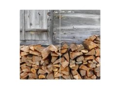 Banjado Herdabdeckplatte Glas 2 Teilig Je 30x52CM Schneidebrett Herdabdeckung Mit Motiv Feuerholz< Herde|Kochfelder