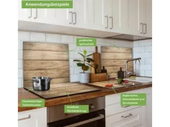 Banjado Schneidebretter|Herdabdeckungen<Herdabdeckplatte Glas 1 Teilig 60x52CM Schneidebrett Herdabdeckung Mit Motiv Holzplanken