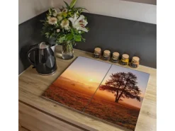 Online Banjado Herdabdeckplatte Glas 2 Teilig Je 30x52CM Schneidebrett Herdabdeckung Mit Motiv Sonnenaufgang
