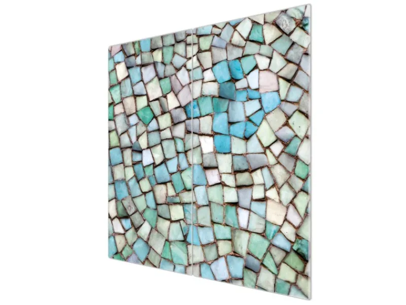 Banjado Herdabdeckplatte Glas 2 Teilig Je 30x52CM Schneidebrett Herdabdeckung Mit Motiv Mosaik Blau< Herde|Kochfelder